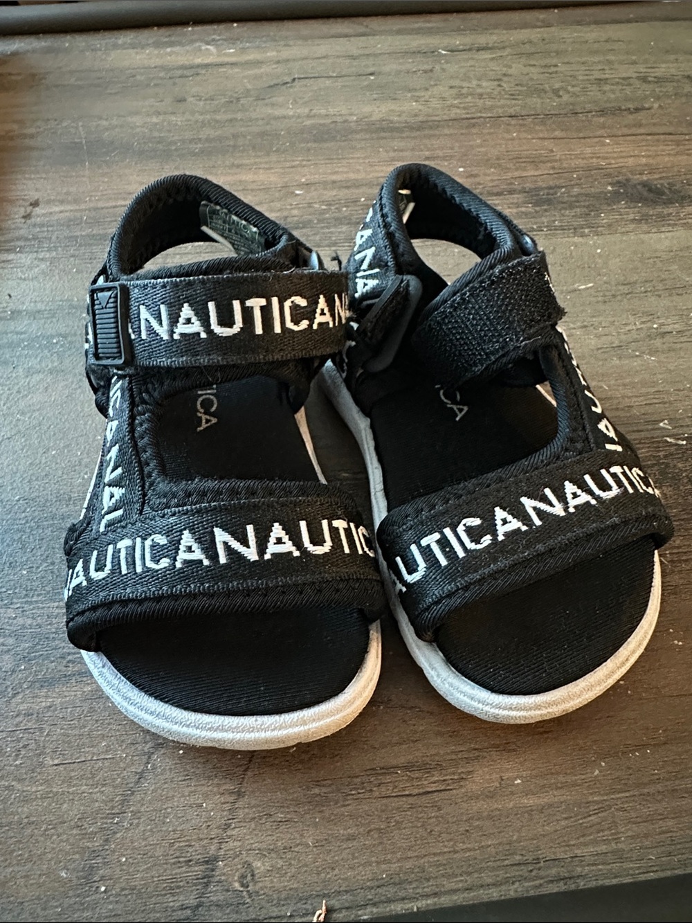 Nautica Kids Black Logo Strap Sandals